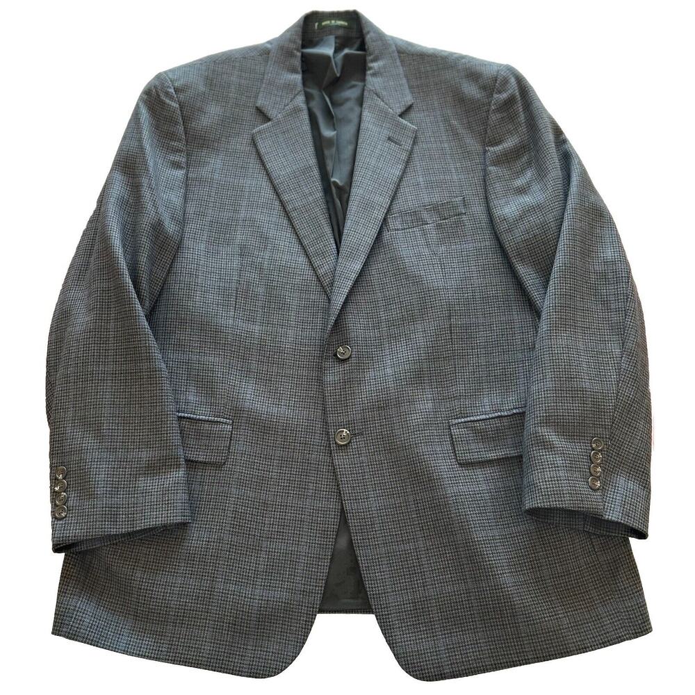 Lauren‎ Ralph Lauren 42R 100% Wool Men’s Blazer Gray Blue Houndstooth Sport Coat